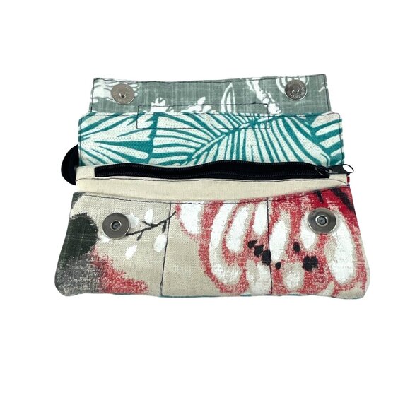 Pura Vida Womens Tropical Leaf Floral Pattern Clutch Wristlet Zipper Snap Closur - Picture 2 of 9